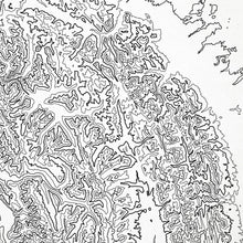 Load image into Gallery viewer, Close up of Bob Marshall Wilderness decorative map.

