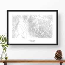 Load image into Gallery viewer, Borah Peak, Idaho topographic map art poster with black frame.
