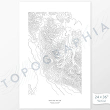 Load image into Gallery viewer, Print of Borah Peak, Idaho with topography art.
