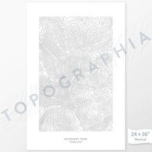 Load image into Gallery viewer, Map wall print of Boundary Peak, Nevada with topography art.
