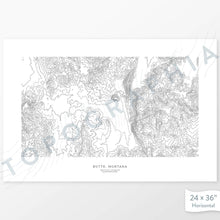 Load image into Gallery viewer, Horizontal Butte, Montana poster with topography.
