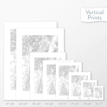 Load image into Gallery viewer, 6 sizes of Butte, Montana poster that features a topographic map design.
