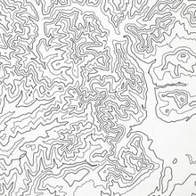 Load image into Gallery viewer, Close-up of contour lines that represent Catskill Mountains topography on the map poster.
