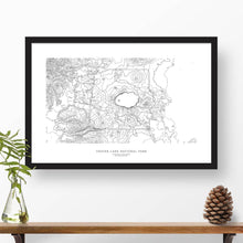 Load image into Gallery viewer, Mount Shasta, California topographic map art poster with black frame.
