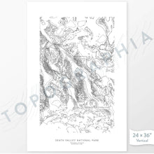 Load image into Gallery viewer, Vertical orientation Death Valley National Park poster with topographic map design.

