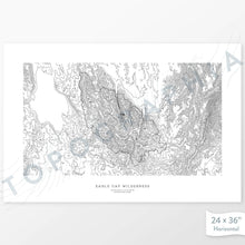 Load image into Gallery viewer, Horizontal custom topo map print of Eagle Cap Wilderness, Oregon. Contour lines show the topography of the area. Mountain topography art.
