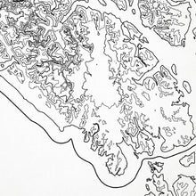 Load image into Gallery viewer, Close look at Glacier Bay National Park&#39;s topographic map art. Clean lines give it a modern and minimalist style.
