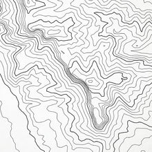 Load image into Gallery viewer, Close-up of contour lines that represent topography on the map poster of Guadalupe Peak, Texas.
