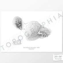 Load image into Gallery viewer, Map wall decor of Haleakala National Park with modern map art in black and white.
