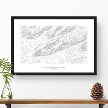 Load image into Gallery viewer, Framed travel art of Hot Springs National Park, featuring topography map art in black and white.
