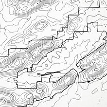 Load image into Gallery viewer, Close-up of contour lines that represent topography on the map poster of Hot Springs National Park.
