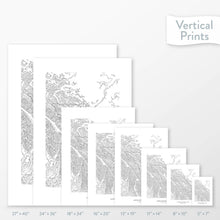 Load image into Gallery viewer, 6 sizes of Jasper National Park poster that features a topographic map design.
