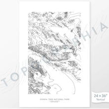 Load image into Gallery viewer, National Park print of Joshua Tree with topography art.
