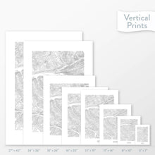 Load image into Gallery viewer, 6 sizes of Keystone Ski Resort, Colorado poster that features a topographic map design.
