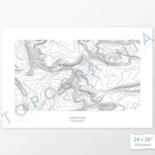 Load image into Gallery viewer, Horizontal Kings Peak, Utah poster with topography.
