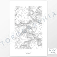 Load image into Gallery viewer, Vertical orientation Kings Peak, Utah poster with topographic map design.
