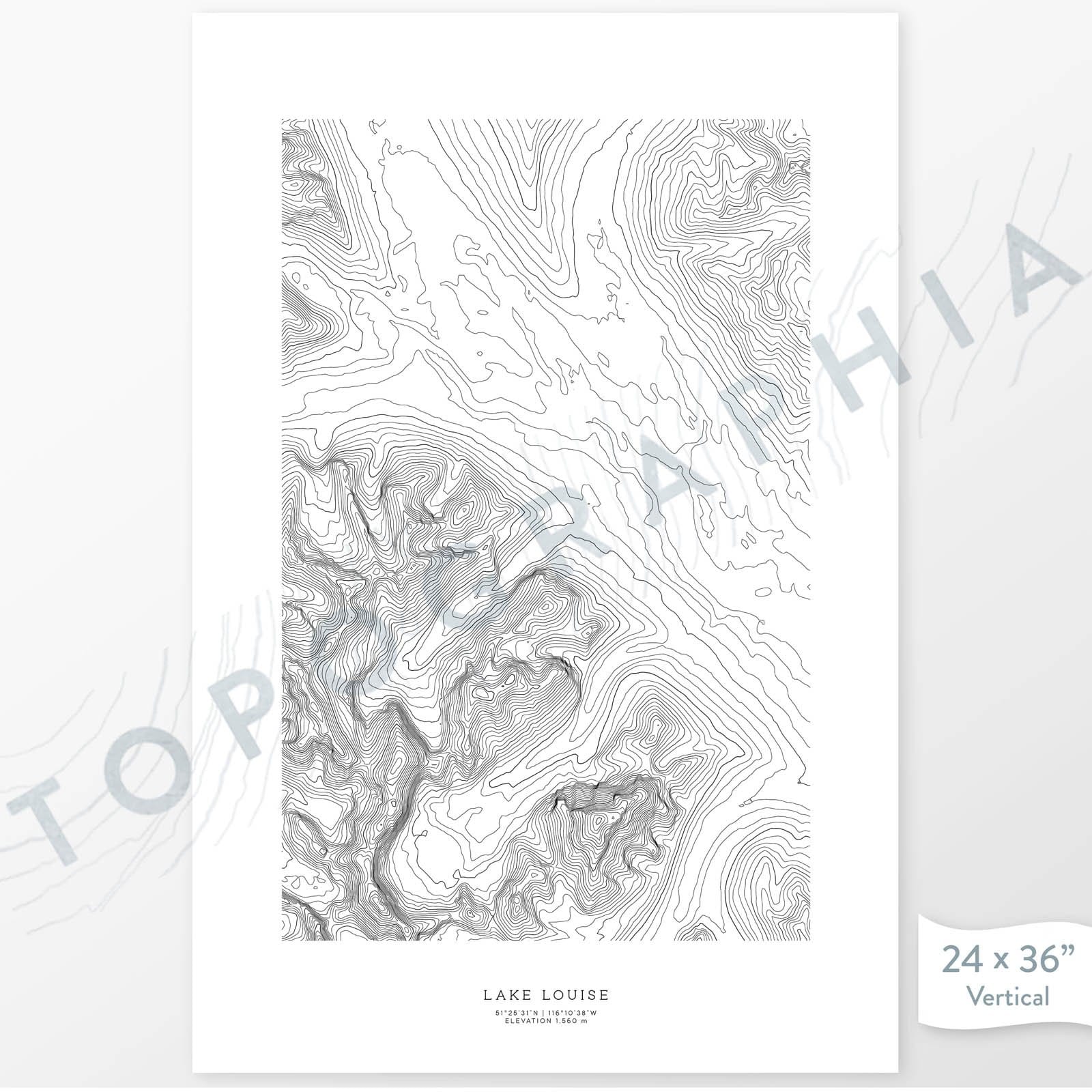 Lake Louise Poster  Decorative Topographic Map Art
