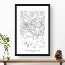 Load image into Gallery viewer, Framed print of Mammoth Cave National Park featuring a topographic map.
