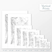 Load image into Gallery viewer, Topographic map art of Mammoth Mountain Ski Area available to buy as posters, framed posters, and wrapped canvas wall art. Sized at 5x7, 8x10, 11x14, 16x20, 18x24, 24x36, and 27x40 inches.
