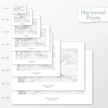 Load image into Gallery viewer, Decorative maps in many sizes of Matterhorn, Switzerland topography: 5x7, 8x10, 11x14, 16x20, 18x24, 24x36, and 27x40.
