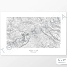 Load image into Gallery viewer, Mountain wall decor of Mount Baker, Washington with modern map art in black and white.
