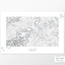 Load image into Gallery viewer, Example topographic map print of Mount Davis, Pennsylvania. Art uses horizontal orientation. Print shows landscape of the area using contour lines. On the artwork is a title and concise info of location and elevation.
