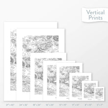 Load image into Gallery viewer, Topographic map art of Mount Katahdin, Main available to buy as posters, framed posters, and wrapped canvas wall art. Sized at 5x7, 8x10, 11x14, 16x20, 18x24, 24x36, and 27x40 inches.
