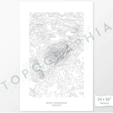 Load image into Gallery viewer, Mount Monadnock, New Hampshire poster with black and white contour lines to represent topography
