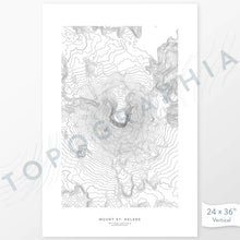 Load image into Gallery viewer, Mount St. Helens, Washington poster with black and white contour lines to represent topography
