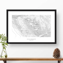 Load image into Gallery viewer, Framed travel art of Mount Timpanogos, Utah, featuring topography map art in black and white.
