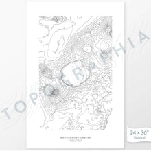 Load image into Gallery viewer, Ngorongoro Crater Conservation Area poster with topograpy contour lines in black on a white background. Customizable text makes it a great map art gift idea.
