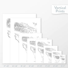 Load image into Gallery viewer, 6 sizes of Olympic National Park poster that features a topographic map design.
