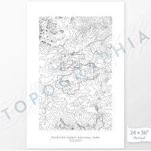 Load image into Gallery viewer, National Park print of Petrified Forest with topography art.

