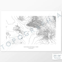 Load image into Gallery viewer, Horizontal custom topo map print of Saguaro National Park. Contour lines show the topography of the area. National Park artwork.
