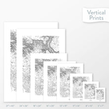 Load image into Gallery viewer, 8 sizes of Sedona, Arizona poster that features a topographic map design.
