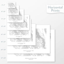 Load image into Gallery viewer, Topographic maps of Sequoia National Park in multiple sizes, available as posters, framed print, and canvas or framed canvas.
