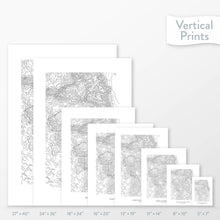 Load image into Gallery viewer, Topographic map art of Sequoia National Park available to buy as posters, framed posters, and wrapped canvas wall art. Sized at 5x7, 8x10, 11x14, 16x20, 18x24, 24x36, and 27x40 inches.
