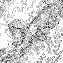 Load image into Gallery viewer, Zoomed in view of Shenandoah National Park poster with a topographic map.
