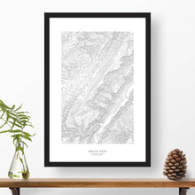 Load image into Gallery viewer, Spruce Knob, West Virginia mountain topographic map art poster with black frame.
