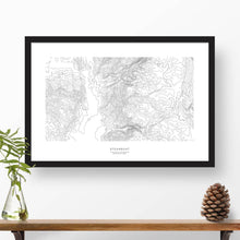 Load image into Gallery viewer, Steamboat Ski Resort, Colorado topographic map art poster with black frame.
