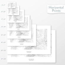 Load image into Gallery viewer, Topographic maps of Steamboat Ski Resort, Colorado in multiple sizes, available as posters, framed print, and canvas or framed canvas.
