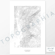 Load image into Gallery viewer, Example art map print of Steamboat National Park. Art uses verticle orientation. Print shows landscape of the area using elevation data. On the artwork is a title and concise info of location and elevation. Custom map decor
