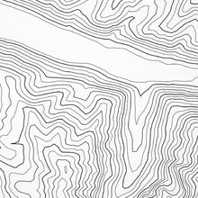 Load image into Gallery viewer, Zoomed in view of Telluride, Colorado Ski Resort poster with a topographic map.
