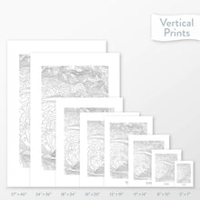 Load image into Gallery viewer, Topographic map art of Telluride Ski Resort, Colorado available to buy as posters, framed posters, and wrapped canvas wall art. Sized at 5x7, 8x10, 11x14, 16x20, 18x24, 24x36, and 27x40 inches.
