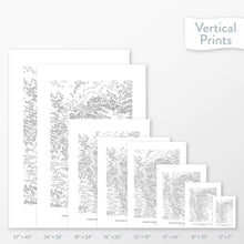 Load image into Gallery viewer, 6 sizes of Theodore Roosevelt National Park poster that features a topographic map design.
