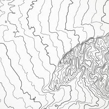 Load image into Gallery viewer, Close-up of contour lines that represent topography on the map poste of Walla Walla, Washington.
