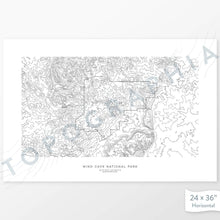 Load image into Gallery viewer, Horizontal Wind Cave National Park poster with topography.
