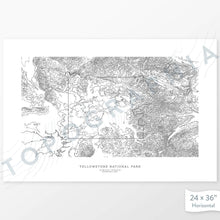 Load image into Gallery viewer, Horizontal Yellowstone National Park poster with topography.
