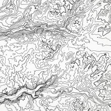 Load image into Gallery viewer, Close-up of black labels and contour lines for Yosemite National Park poster with map art.
